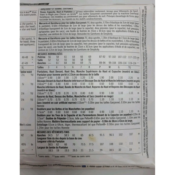 2015 AVENGERS Captain AMERICA Pattern SIMPLICITY #1030 Boys 3-8 Men's S-XL Uncut - Picture 4 of 6